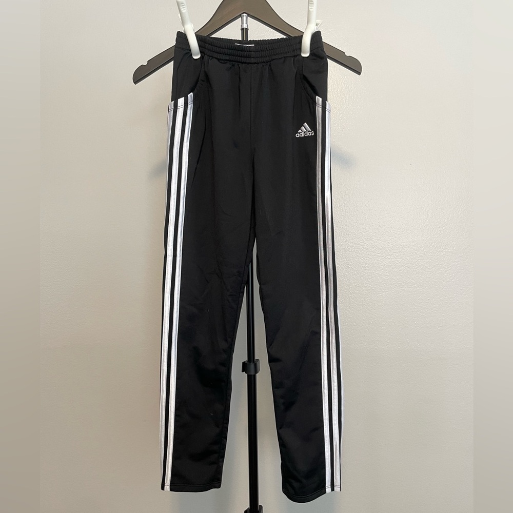Adidas Kids Black Joggers with White Stripes size 10/12 Medium
